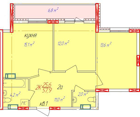 2-комнатная квартира