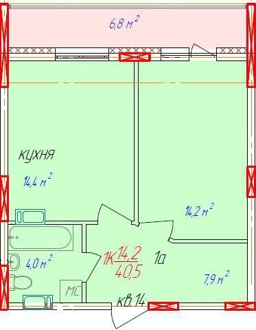 1-комнатная квартира