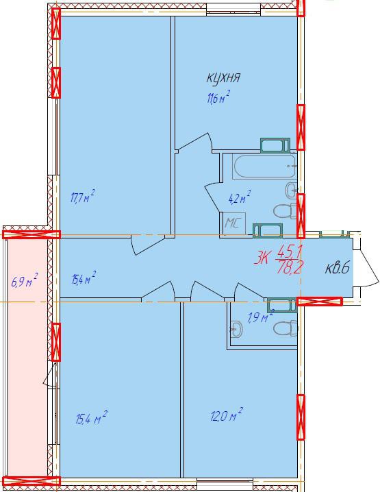 3-комнатная квартира