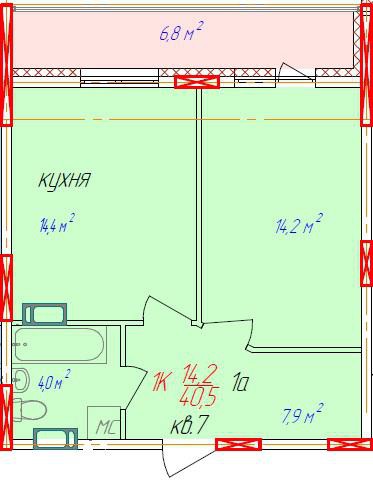 1-комнатная квартира